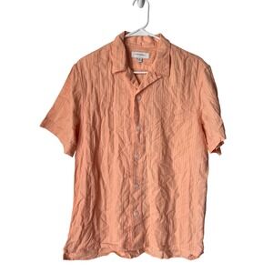 Banana Republic Mens Peach Textured Cotton Short Sleeve Button Down Shirt M